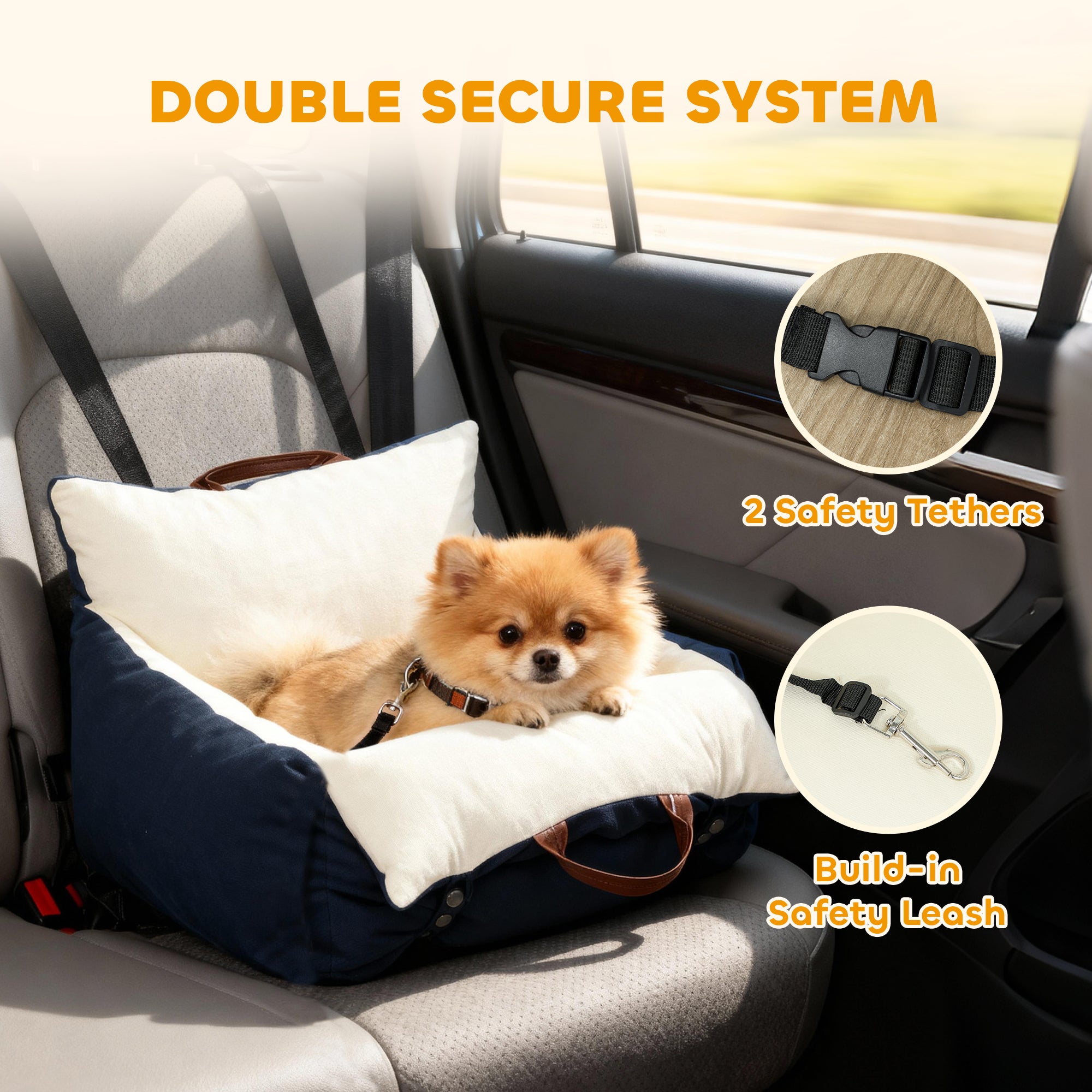 PawHut Cosy Car Seat – Safe Travel for Small Dogs
