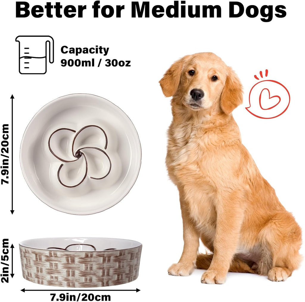 Non-Slip Ceramic Dog Bowl for Healthy Slow Eating