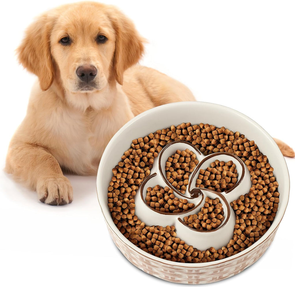 Non-Slip Ceramic Dog Bowl for Healthy Slow Eating