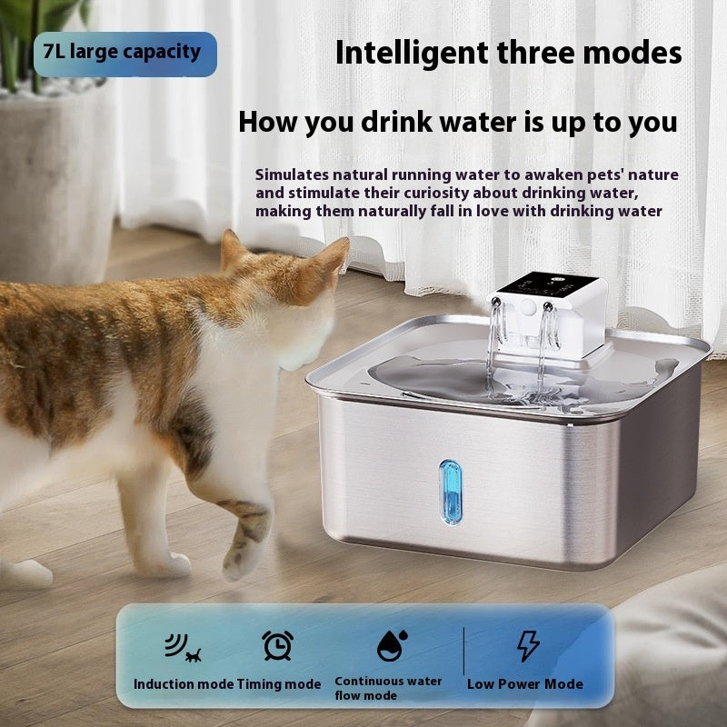 Wireless Cat Water Fountain – Stainless Steel & Rechargeable